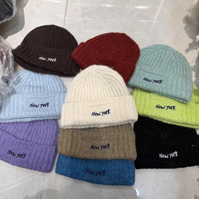 Internet celebrity trendy brand letter embroidery thin age-reducing wool hat women's autumn and winter warm niche knitted hat cold hat versatile