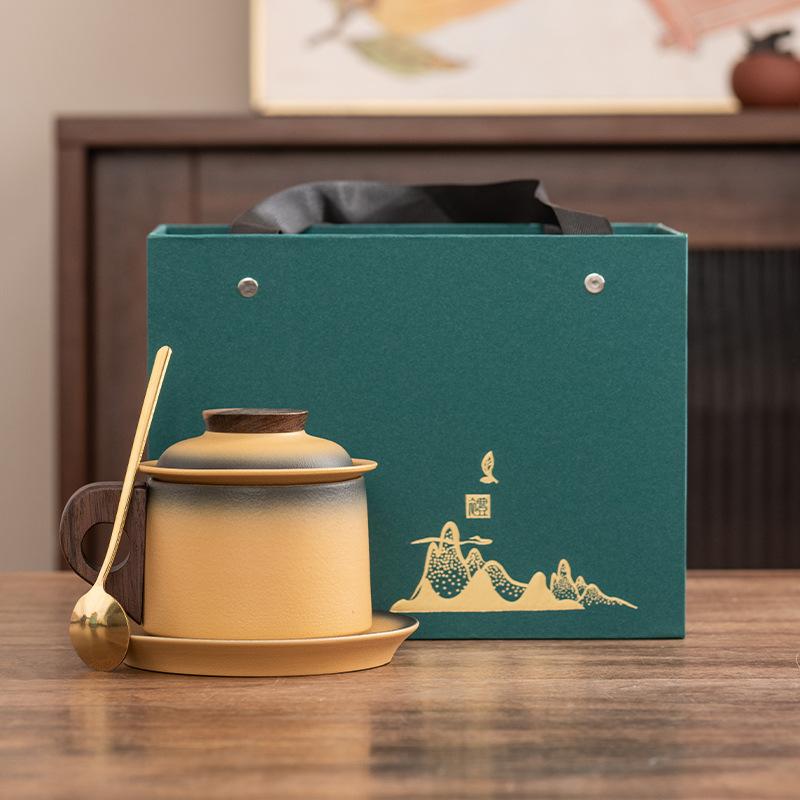 

Coarse pottery Japanese coffee cup set, cup saucer, high-end creative retro design sense, tea mug activity gift