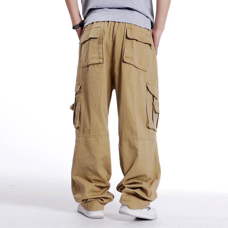 Pantaloni da uomo taglia grande gamba larga pantaloni da uomo ingrassati hip hop larghi multi-tasche sport all'aria aperta workwear