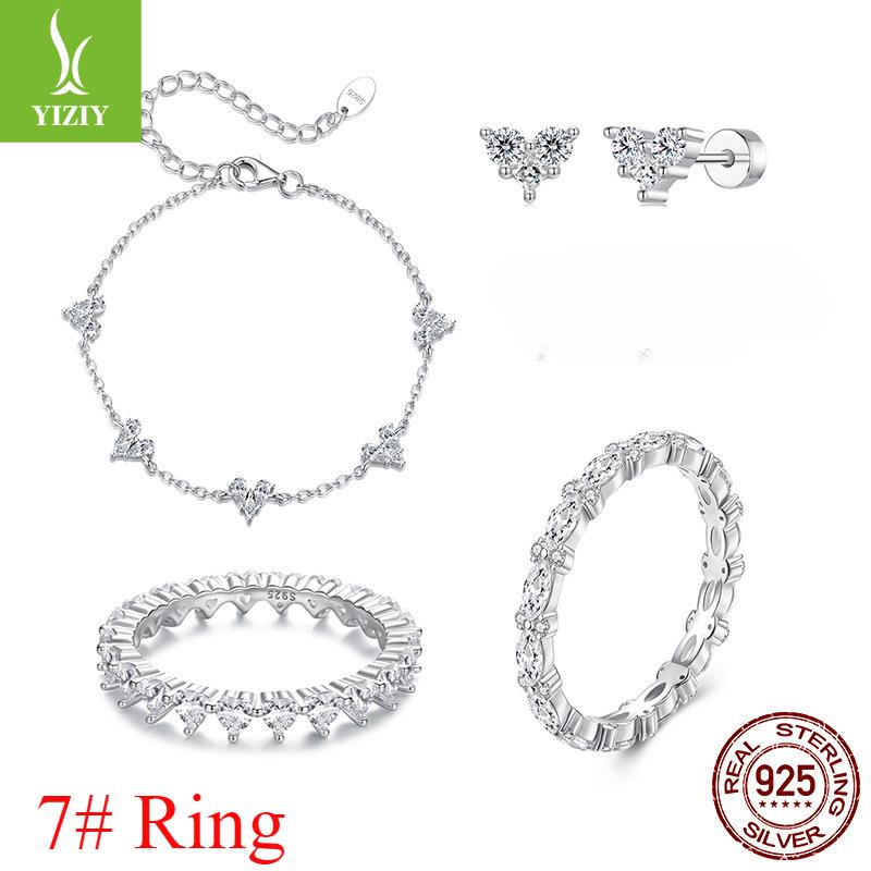 Shining Love Zircon Stud Earrings, Jewelry Set, Exquisite And High-End S925 Sterling Silver Bracelet.