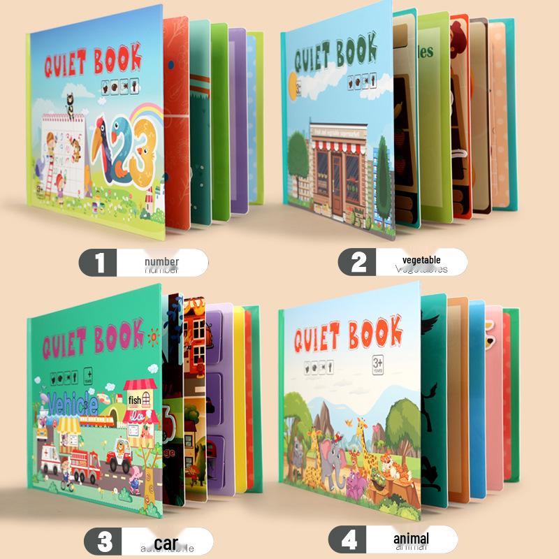 Grenzüberschreitendes Früherziehungs-Quiet-Stickerbuch für Kinder – Handgemachtes Lernspielzeug-Paket