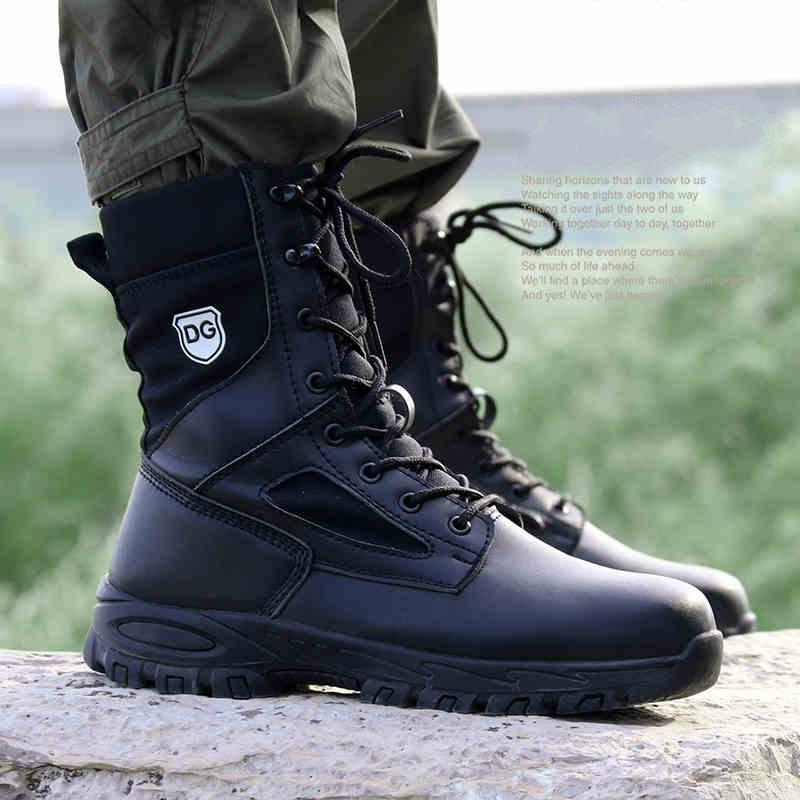 New Fashion Mens Safety Boots Outdoors Worker Steel Toe Caps Boot Lace-up Cow Leather Working Botas Security Shoes Protection