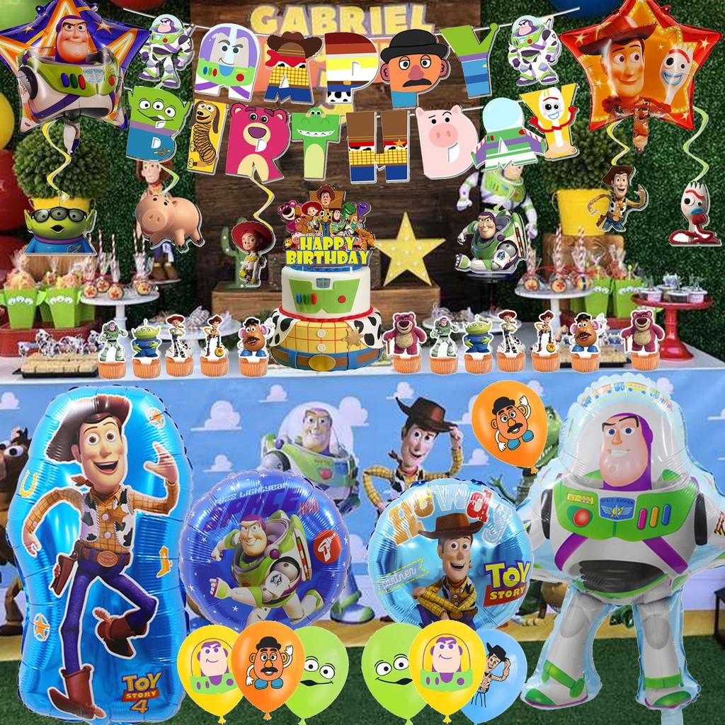 Orinice Dekorace k narozeninám Toy Story, Balónky s postavičkami, Narozeninové balónky, Dětské narozeninové dekorace, Nápis Všechno nejlepší k narozeninám, Závěsné spirály,