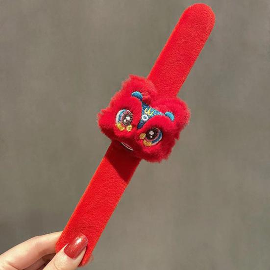 Brățară palmă de Anul Nou Chinezesc Roșu Desene Animat Dragon Leu Fuzzy Anul Dragonului Snap Band Decorare Copii Adulti Cadou Festivalul de Primăvară