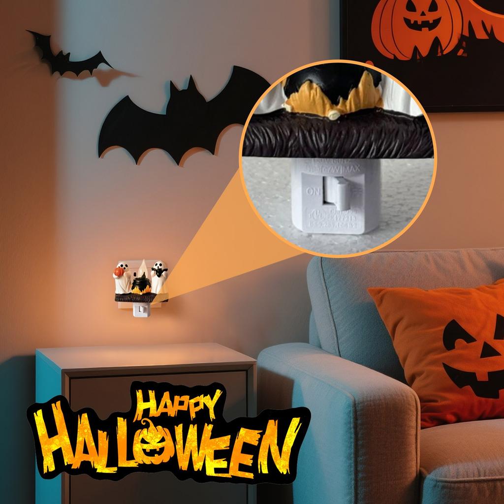  Flickering Nightlight, LED Faux Fire  Lamp,Halloween  Bedroom Night Light Indoor Decorations Gifts For Family, Friends, Kids