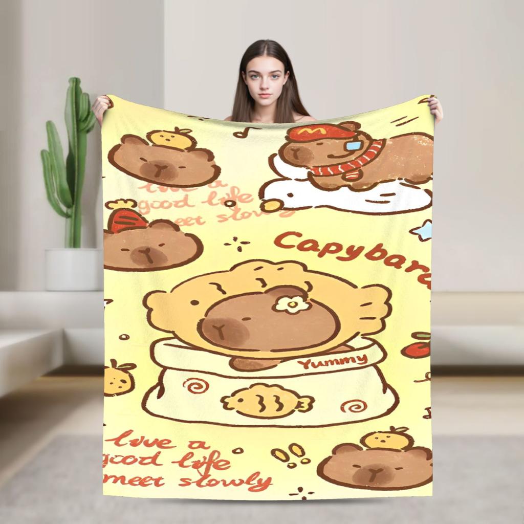 Cute Capybara Blankets Flannel Awesome Warm Throw Blanket for Coverlet Decoration