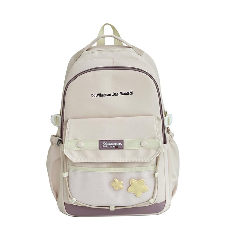 Large Capacity Simple Backpack for Women In Summer High-value Solid Color Korean College Style School Bag
