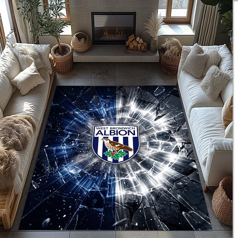 Tappeto in Velluto di Cristallo con Stampa del West Bromwich Albion Football Club, Comodo Assorbente d'Acqua Antiscivolo Tappeto per Pavimento Interno