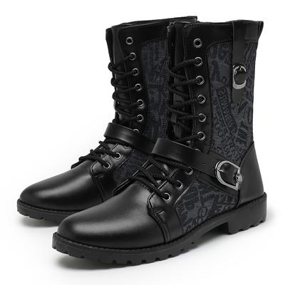 Retro British Style Mens Boots Autumn Winter Fashion Leather Boot High Top Black Cowboy Shoes Men Tooling Motorcycle Ankle Boots
