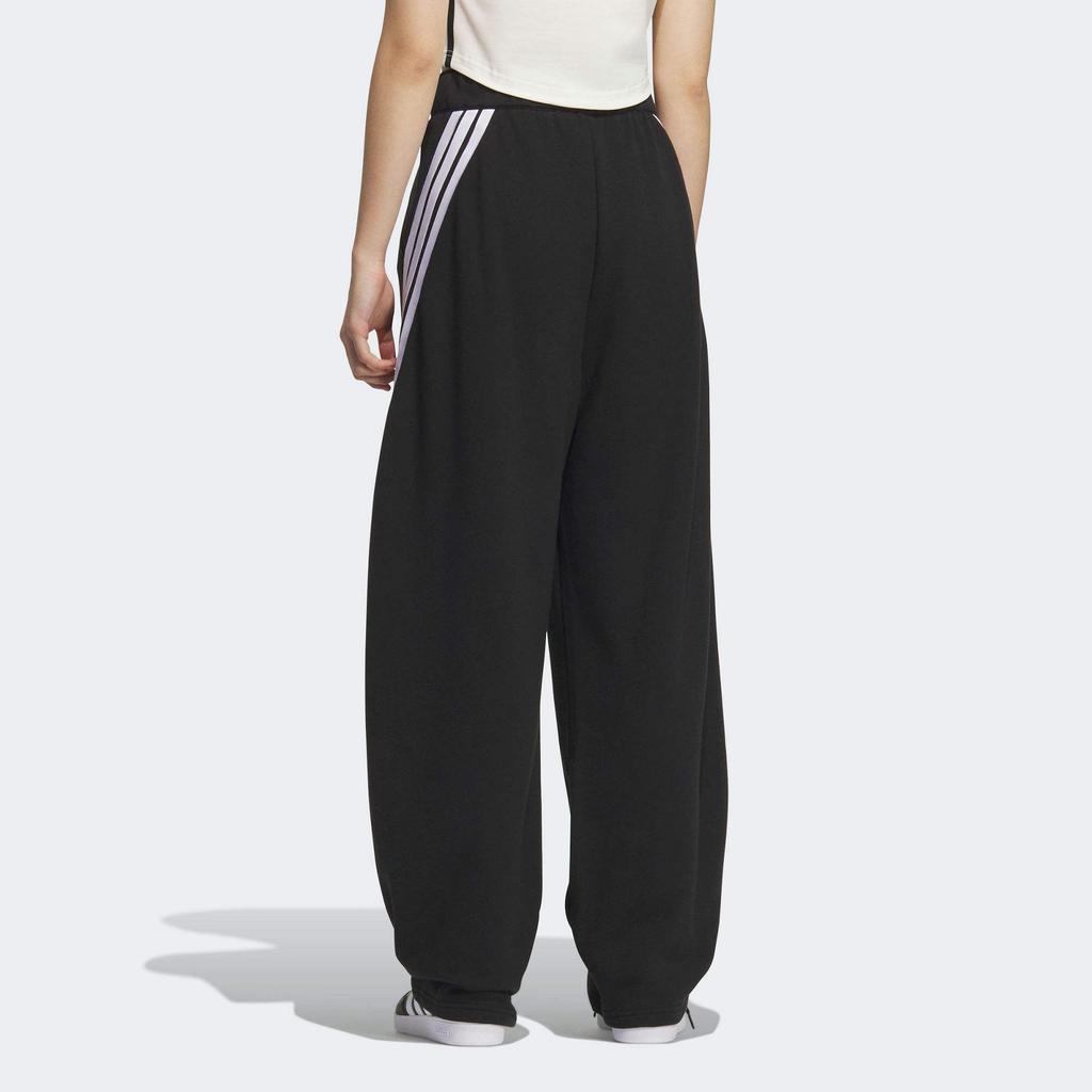 Adidas French Terry Rose Joggers Loose Striped Drawstring Mid-Rise Knitted Sports Pants Women Bottoms Black KC4002