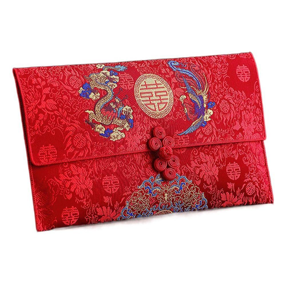 Multiple Patterns Wedding Red Packet Tassel Design Best Wishes Brocade Red Envelope HongBao Embroidery New Year's Blessing Bag