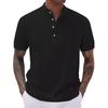 Men's Summer T-shirt British Loose Striped Solid Color Short-sleeved Lapel Top