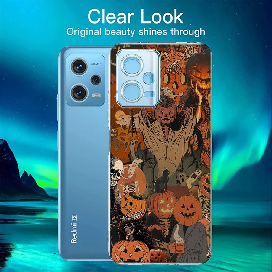 Halloween Fall Art Witch Cat Phone Case For Redmi 12 13C 12C 15C 9 10 10C Note 13 Pro Plus 14 15 Pro 9T 9C 9A TPU Soft Cover Cle