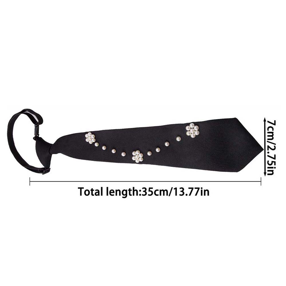 Temperament Korean Style Pearls Tie Black Choker Hand-beaded Long Necktie Tassels Necklace Decoration Shirt Tie Daily