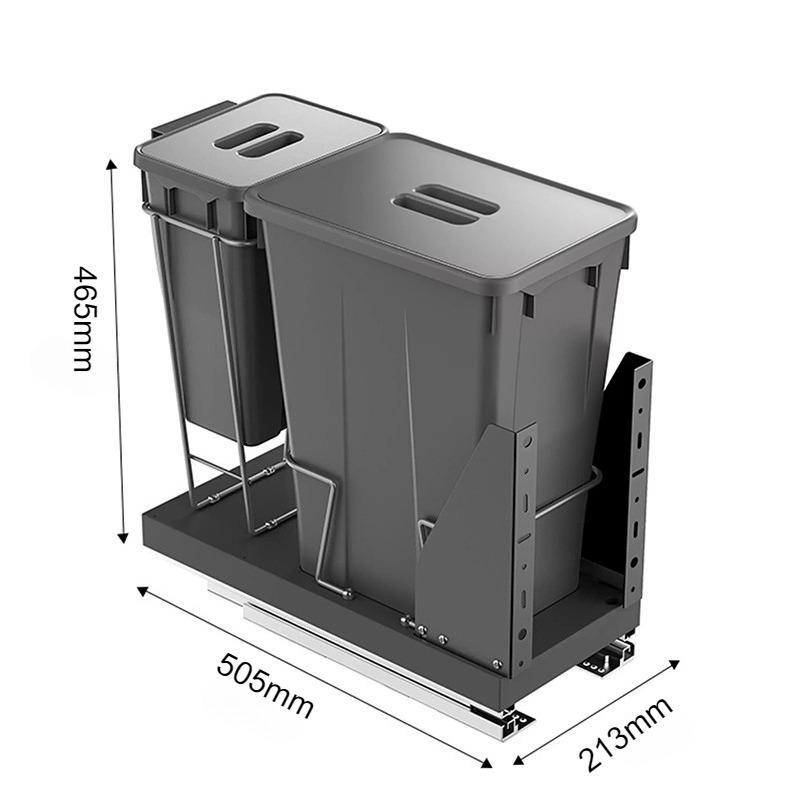 Kitchen Cabinet Embedded Trash Can Hidden Trash Bin Large Capacity Built In Litter Bin Rectangular Plastic Double Bucket Dustbin