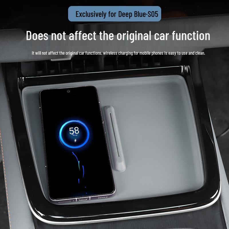 Deep Blue S05 Wireless Charging Pad: Semi-Enclosed Silicone Anti-Slip Mat for Car Cup Holders
