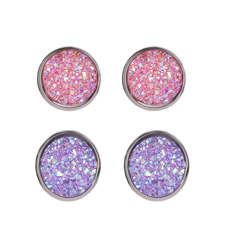 Boucles d'oreilles Harajuku Géométriques Dépolies Ciel Étoilé Pierre Précieuse Acier Inoxydable 12MM