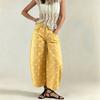 Jeans Cropped Feminino de Bolinhas com Caimento Médio Solto para Uso Casual Diário