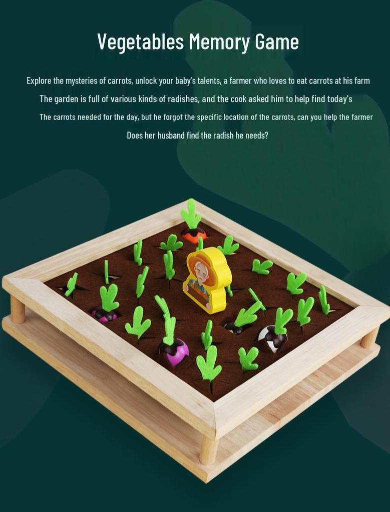 Zwei-in-Eins Holzrettich-Memory- & Stäbchenspiel für Kinder