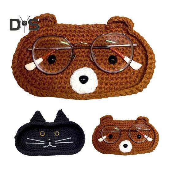 Heklet Katte Brilleholder Håndlaget Vaskebjørn Brilleorganisator Dekorativ Brille Solbrille Utstillingsstativ Gave til Dyreelskere