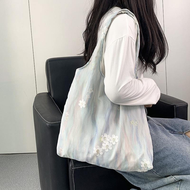 Embroidery Literary Ink Painting Small Fresh Canvas Bag