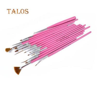 Sada 15 ks Pink Nail Art Paint Dot Draw Pens Štětce pro UV gel DIY Decoration Tool