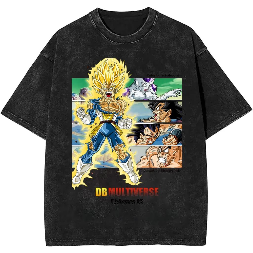 New Anime Dragon Ball Son Goku Vintage Washed T Shirt Men's Women Cotton Streetwear Casual Spring Summer Oversized Loose Tee Tops