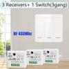 100-240V RF 433Mhz Light Switch Remote Control 1/2/3 Gang Panel Wall Switch Wireless ON OFF Switch Interruptor for LED Lighting