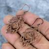 Round Lapis Lazuli Stone Electroformed September Dangling Ethnic Earrings Copper VP-85