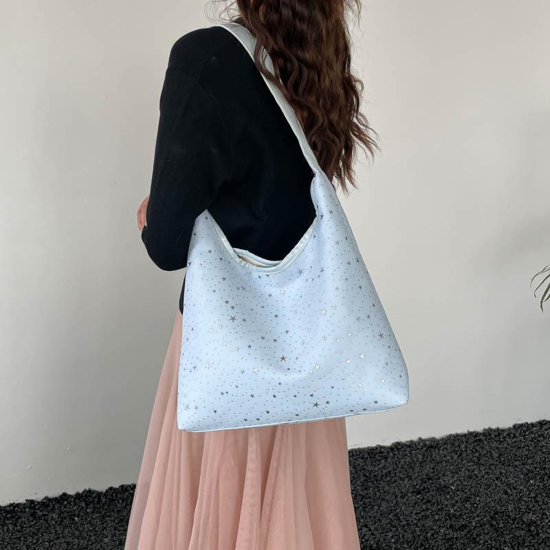 Wind Sequined Star Canvas Bag New Large Capacity Shoulder Bag Simple Versatile Tote Bag
