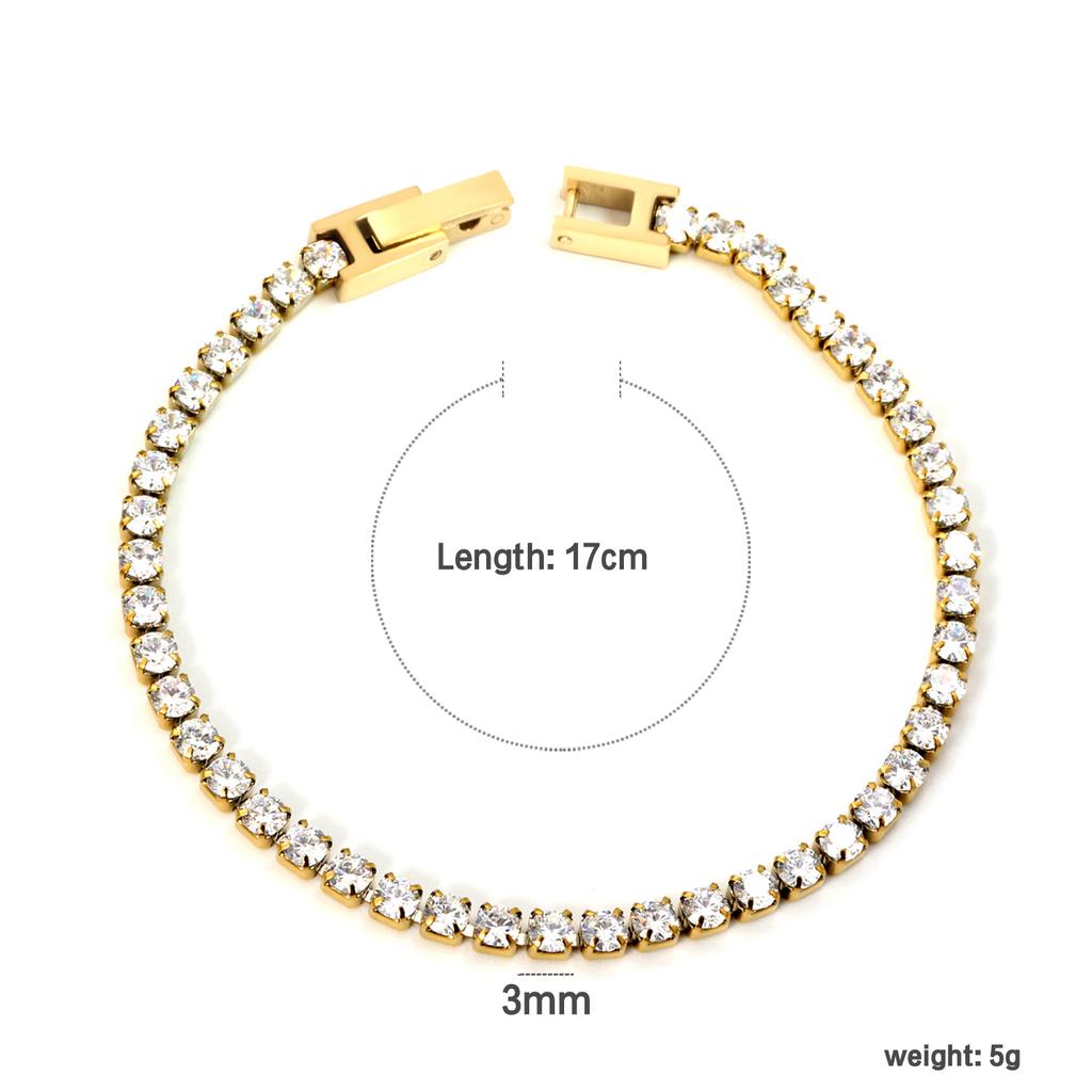 Fashion temperament zircon bracelet elegant light luxury versatile round colored diamond tennis bracelet jewelry women