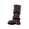 Women's 2025 Over-the-Knee Chunky Heel Riding Boots - Large Calf, Retro Thick Sole, Ruched Shaft, Knee-High Boots.