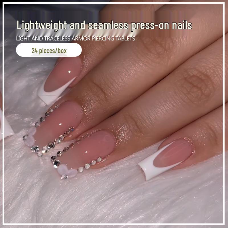 

24 Nude Rhinestone Nail Art Tips - Hot Style European & American Fashion Glue Version