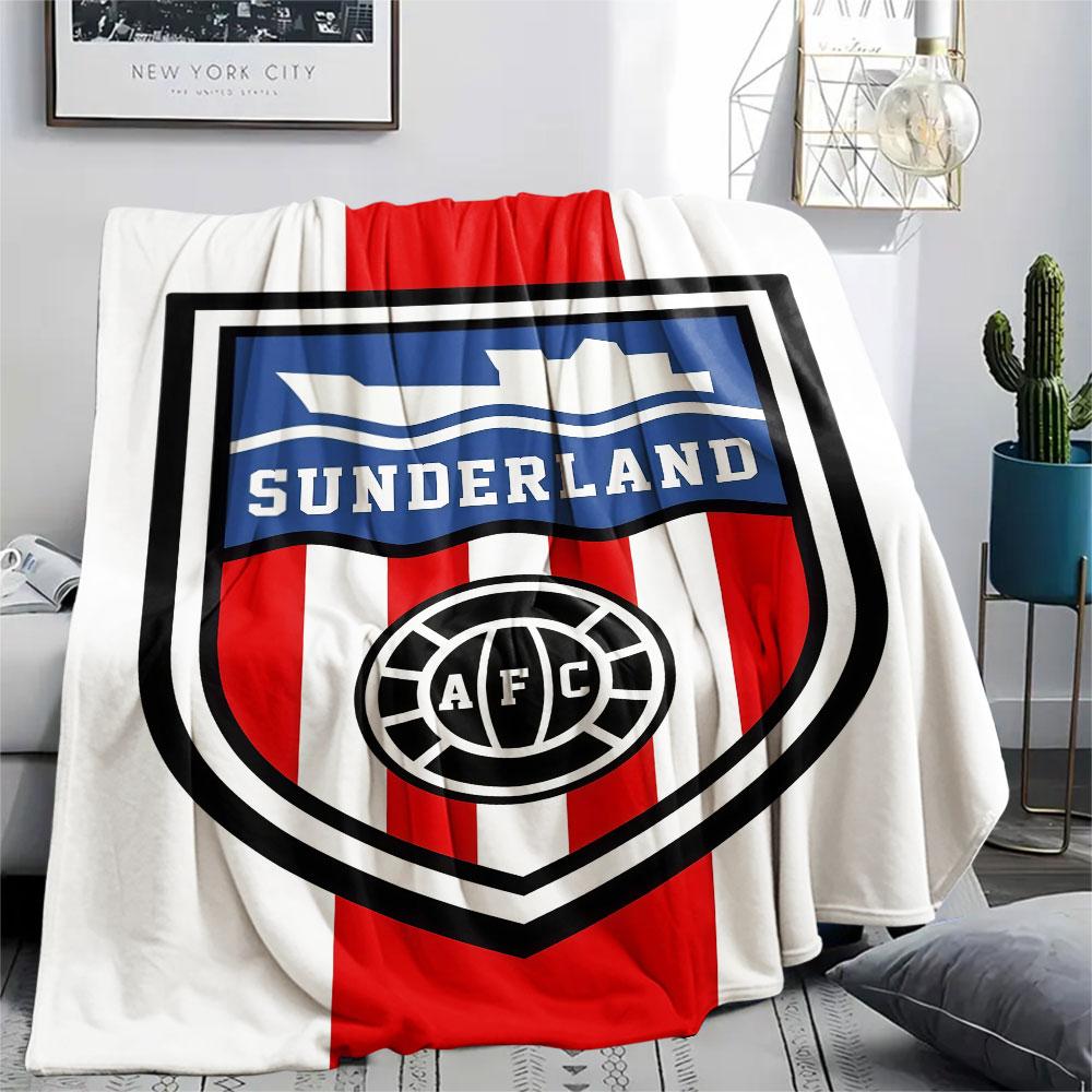 1PC Sunderland Association Football Club Patterned Flannel Blanket Suitable For All Seasons for Home Decor Warmth and Comfort Gifts Holiday Present