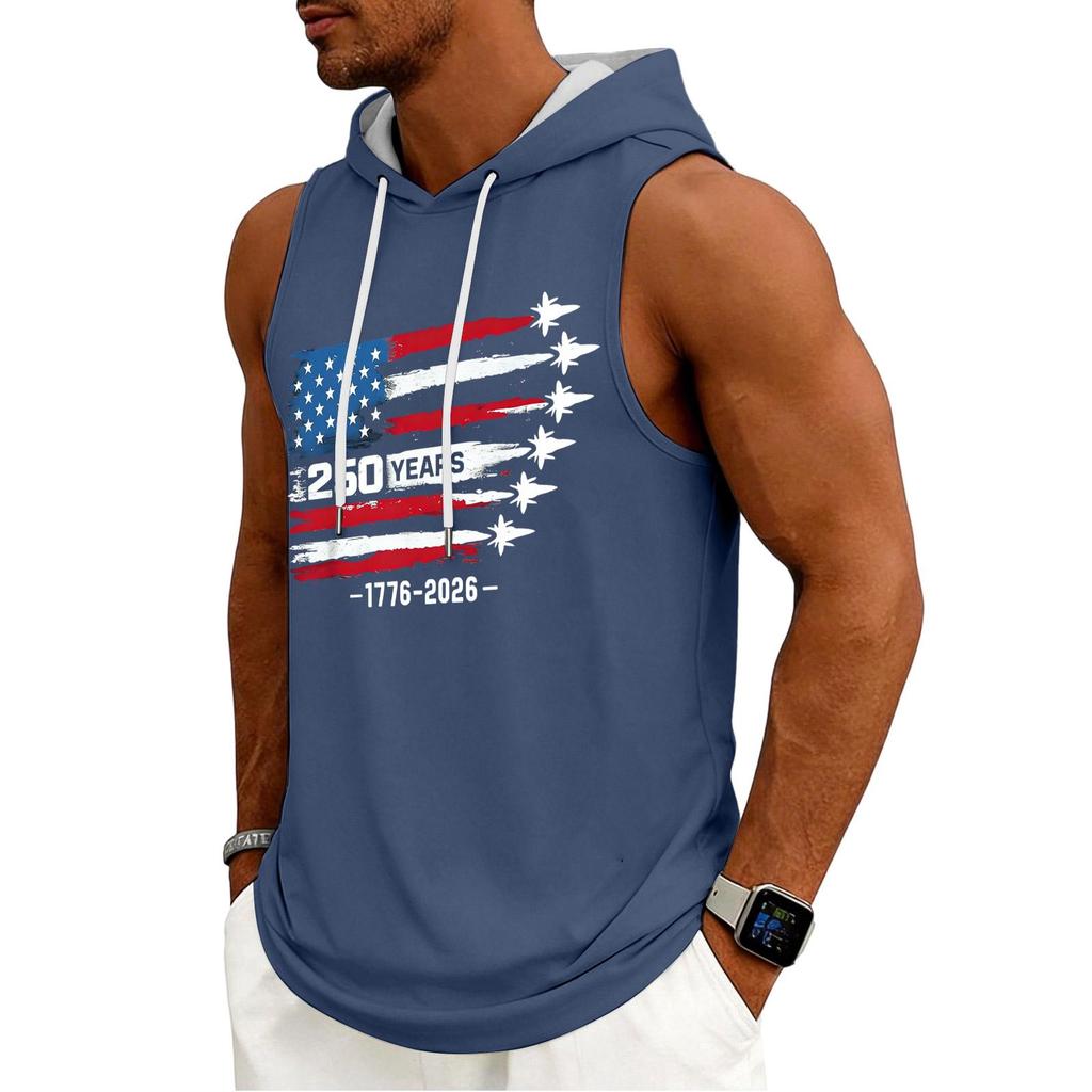 Men's Tank Top Gym Sleeveless Hoodie Shirt Washed Sports Muscle Shirts Fitness Vest With Hood