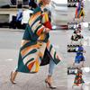 Fashion Overcoat Geometric Pattern Lapel Design Long Length Spring Coat for Outdoor