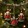 Christmas Tree Hanging Tags 6/10/12/24/36PCS 2D Flat Wooden Angel Ornaments, Decorations for Xmas Traditional Holiday Craft Ornaments Tree,