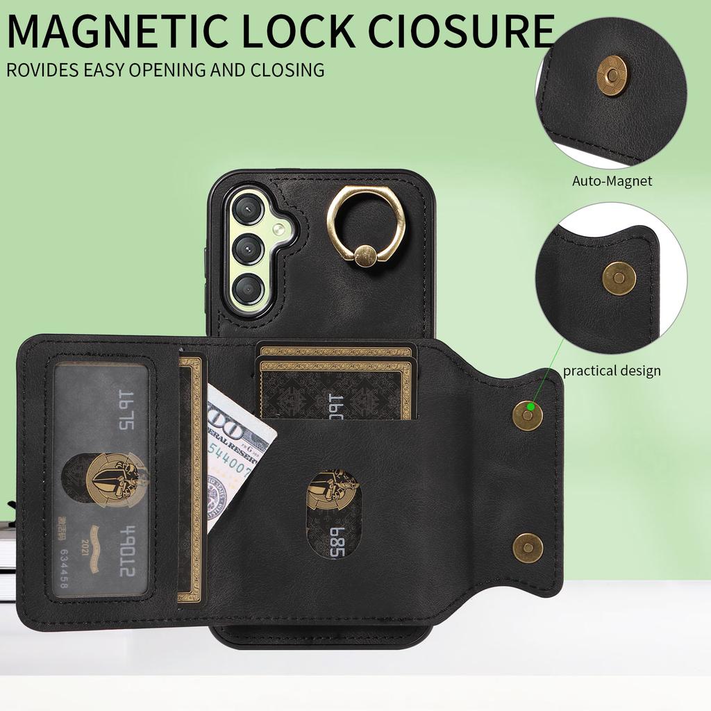 For Samsung Galaxy A25 (5G) Ring Bracket Card Holder Slots Cover Phone Case