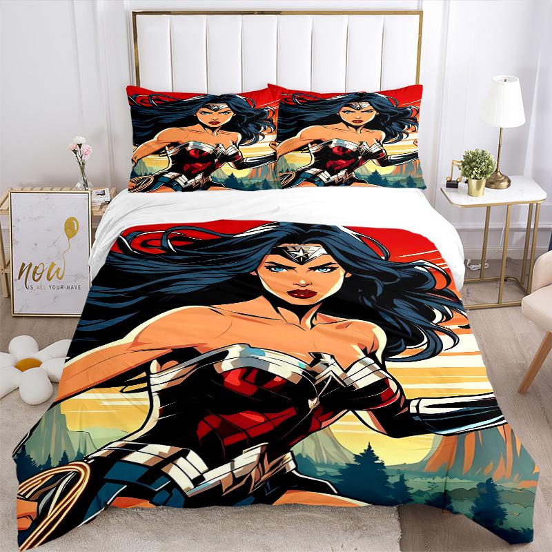 3pcs Wonder Woman, Superhero Cover Set,Soft Comfortable Duvet Cover,Guest Room (1*Duvet Cover + 2*Pillowcases, Without Core) yy251024155