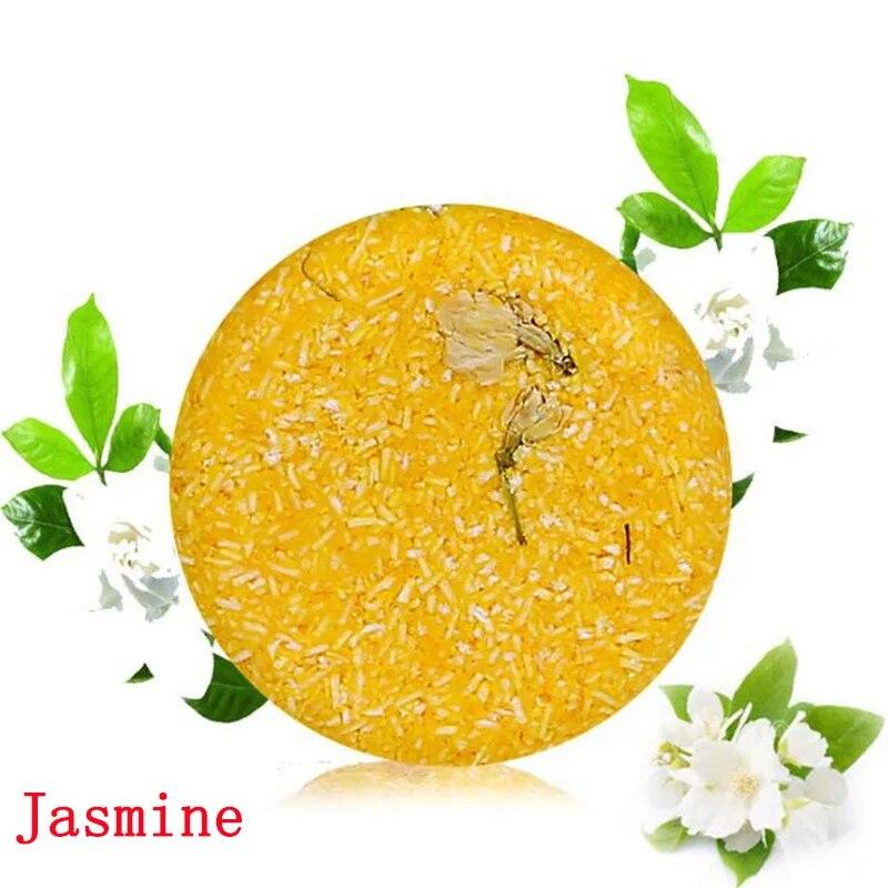 

Шампунь для волос ручной работы из чистого растения, мыло с ароматом жасмина, блестящее гладкое мыло для волос, инструмент для ремонта волос Jasmine