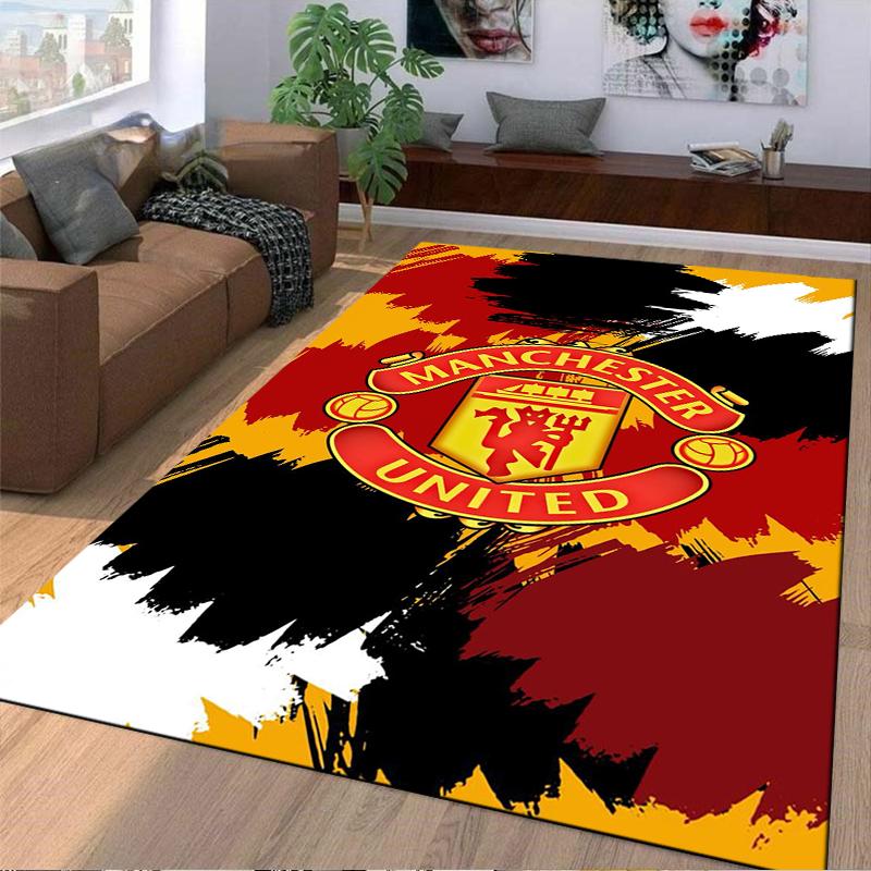 "Manchester United Logo Carpet with Red and Black Abstract Design" Suitable for Use As an Anti-slip for Living Room Bedroom Sofas