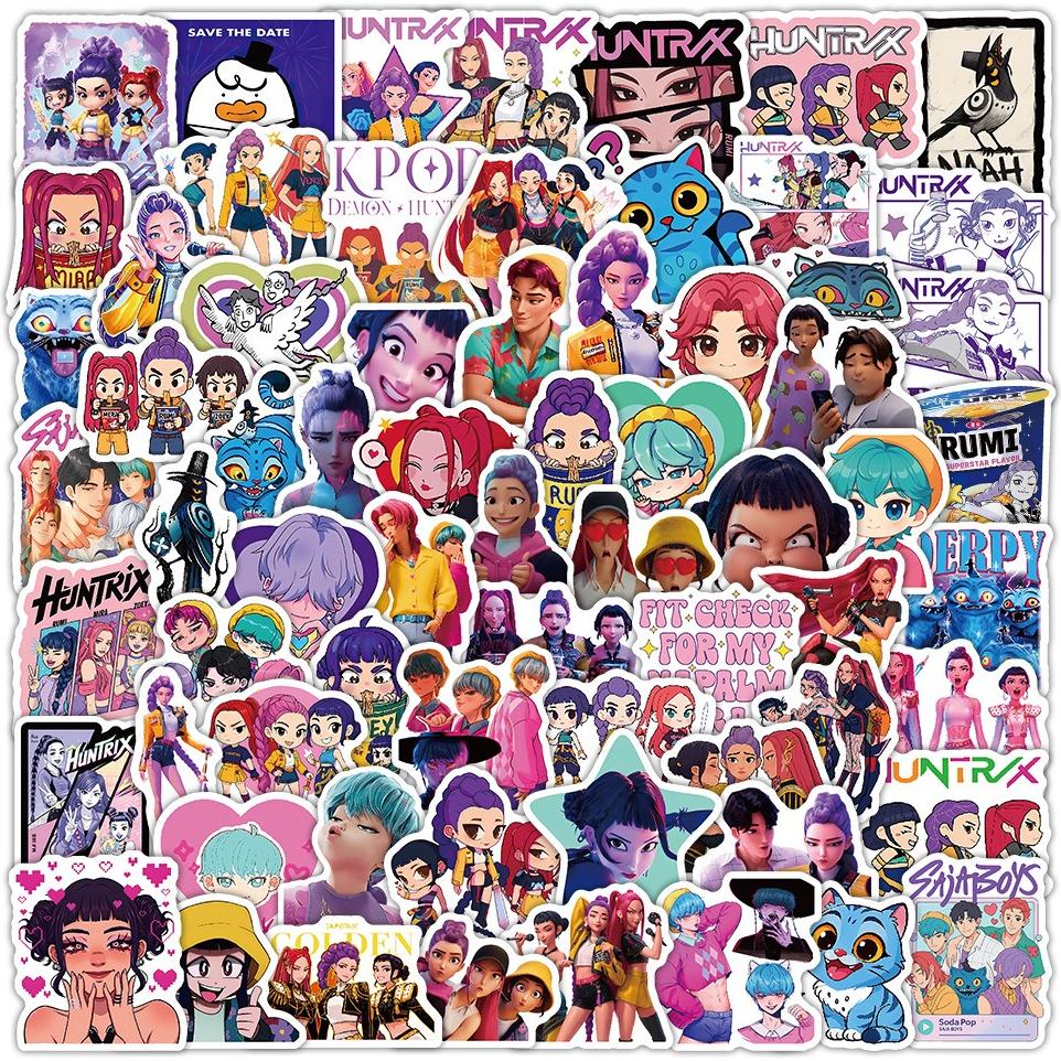 104PCS Anime Kpop Demon Hunters Stickers Demon Hunters Tiger DIY Stickers Scrapbooking Phone Luggage Skateboard Waterproof Decal