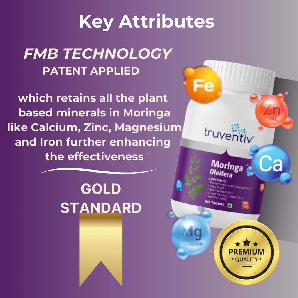 TRUVENTIV Moringa Oleifera Tablets | Natural Superfood Supplement | Rich in Vitamins, Minerals & Antioxidants | Supports Immunity, Heart Health,