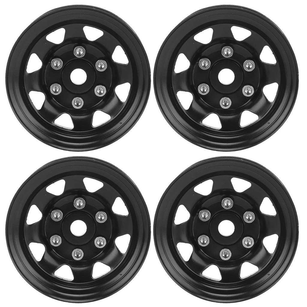 4pcs 1.55" RC Wheel Rim Hubs Axial AX90069 for Crawlers, Universal RC Wheel Hubs, Black