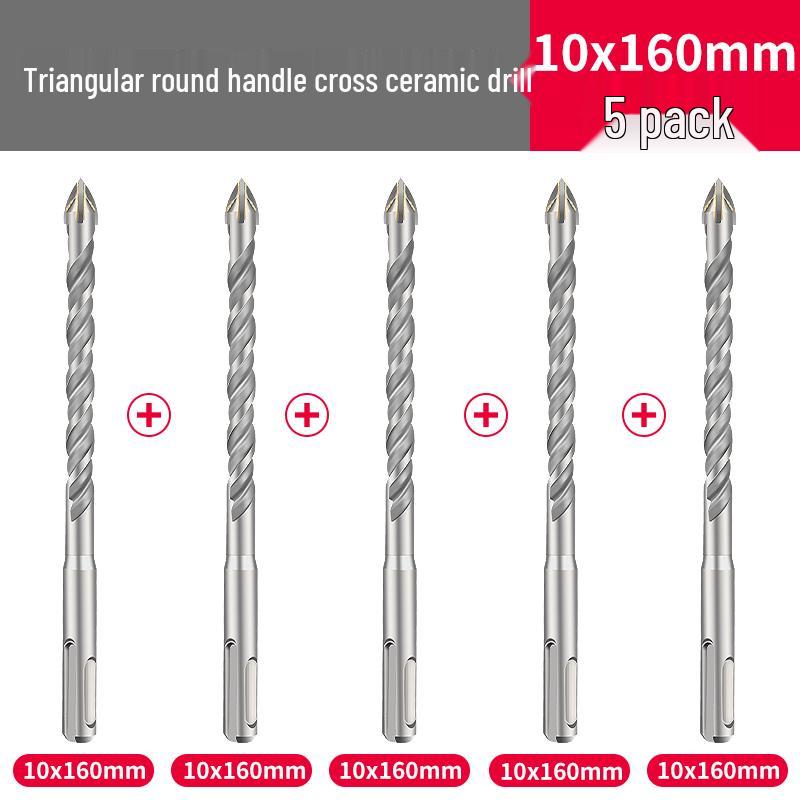 Triangle Tile Ceramic & Concrete Alloy Twist Drill Bit with Cross Round Shank