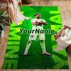 Green Sports Poster Design Customizable Name Area Rug Suitable for Bedrooms Hallway Entryway Outdoor Antislip Carpet Anime Office Decor