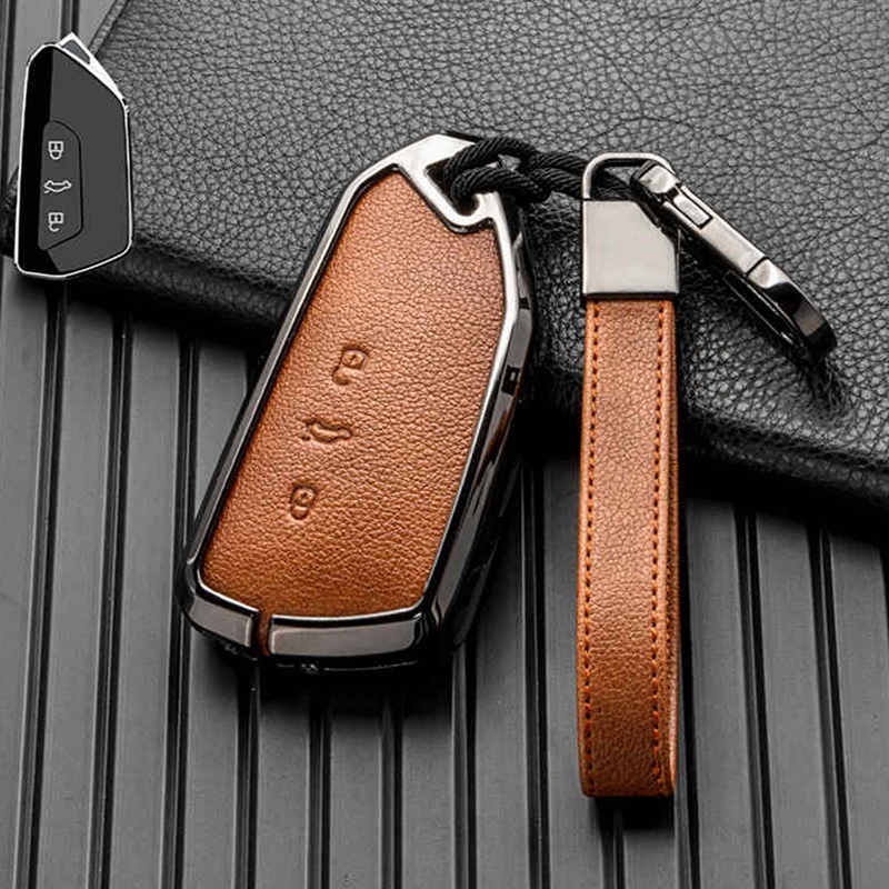Key Case Cover For VW Volkswagen ID3 ID4 ID6 Golf 8 Teramont X Atlas X Cross Sport MK4 MK8 Metal Leather Fob Car Accessories