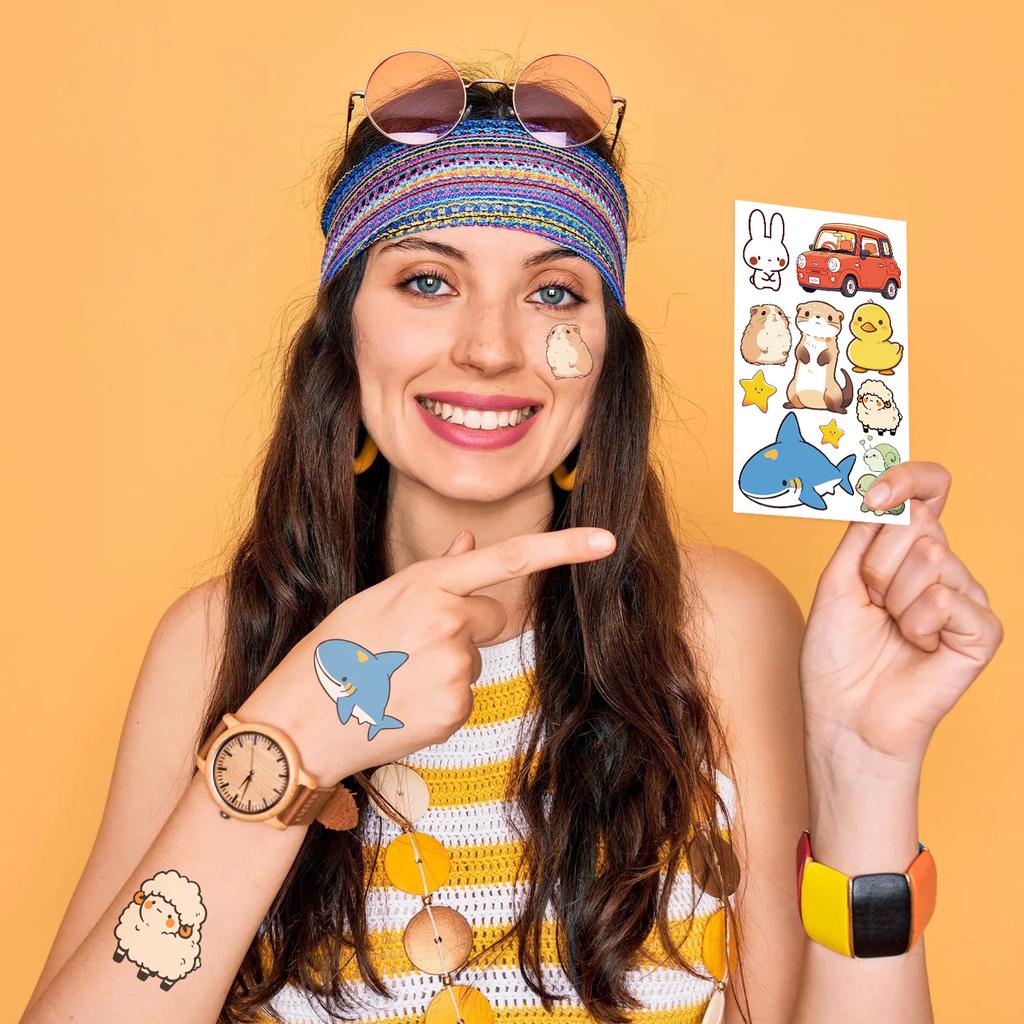 New Cartoon Ink Animal Tattoo Stickers Waterproof Party Gift Funny Face Stickers