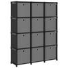 VidaXL 12-cube Shelving Unit with Boxes Black 103x30x141 Cm Fabric