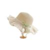 with Same Style Crossbody Bag Tulip Straw Sun Hat Korean Style Lace Brim Beach Cap  Baby